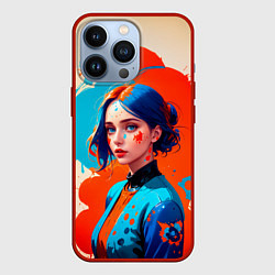 Чехол для iPhone 13 Pro Девушка в брызгах краски, цвет: 3D-красный