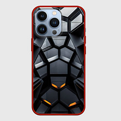Чехол для iPhone 13 Pro Объемная черная конструкция, цвет: 3D-красный