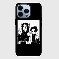 Чехол для iPhone 13 Pro Кочо шинобу показывает фак - Клинок демонов, цвет: 3D-черный