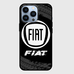 Чехол для iPhone 13 Pro Fiat speed на темном фоне со следами шин, цвет: 3D-черный