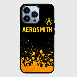 Чехол для iPhone 13 Pro Aerosmith - gold gradient: символ сверху, цвет: 3D-черный
