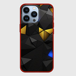Чехол для iPhone 13 Pro Black yellow geometry, цвет: 3D-красный