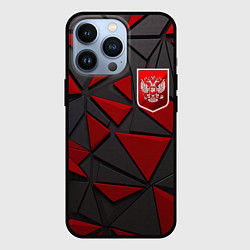 Чехол для iPhone 13 Pro Красный герб РФ, цвет: 3D-черный