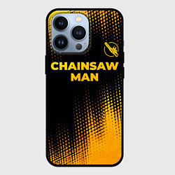 Чехол для iPhone 13 Pro Chainsaw Man - gold gradient: символ сверху, цвет: 3D-черный
