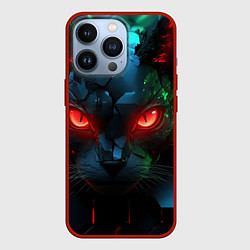 Чехол для iPhone 13 Pro Cyberpunk cat, цвет: 3D-красный