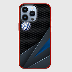 Чехол для iPhone 13 Pro Фольцваген - синяя броня, цвет: 3D-красный