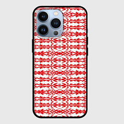 Чехол для iPhone 13 Pro Красно-белый батик, цвет: 3D-черный