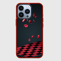 Чехол для iPhone 13 Pro Настольная игра шашки, цвет: 3D-красный