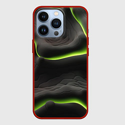 Чехол для iPhone 13 Pro Green black texture, цвет: 3D-красный