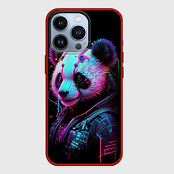Чехол для iPhone 13 Pro Панда в красках киберпанк, цвет: 3D-красный