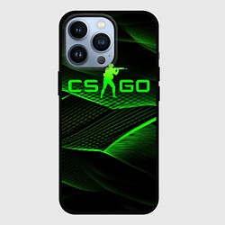 Чехол для iPhone 13 Pro CSGO green abstract lines, цвет: 3D-черный