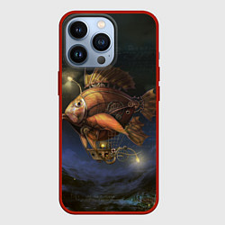 Чехол для iPhone 13 Pro Рыба-дирижабль в ночи, цвет: 3D-красный