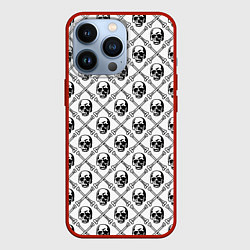 Чехол для iPhone 13 Pro Черепа и кости, цвет: 3D-красный