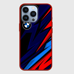 Чехол для iPhone 13 Pro BMW - m colors and black, цвет: 3D-красный