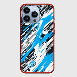 Чехол для iPhone 13 Pro Спонтанные брызги голубые, цвет: 3D-красный