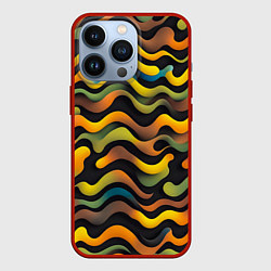 Чехол для iPhone 13 Pro Волнистый хаки, цвет: 3D-красный
