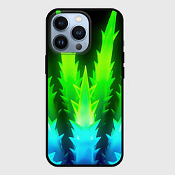 Чехол для iPhone 13 Pro Зеленая неоновая геометрия, цвет: 3D-черный