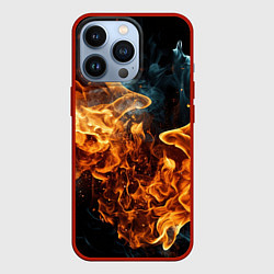Чехол для iPhone 13 Pro Пламя огня фон, цвет: 3D-красный