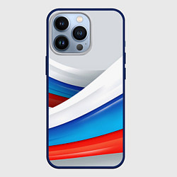 Чехол для iPhone 13 Pro Российские флаги, цвет: 3D-тёмно-синий