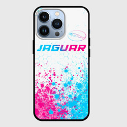 Чехол для iPhone 13 Pro Jaguar neon gradient style: символ сверху, цвет: 3D-черный