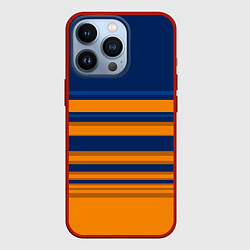 Чехол для iPhone 13 Pro Желто-синий полосатый узор, цвет: 3D-красный