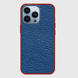 Чехол для iPhone 13 Pro Текстура синей кожи, цвет: 3D-красный
