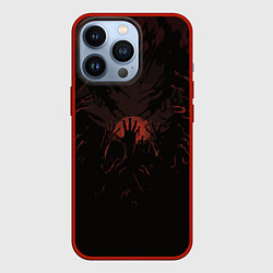 Чехол для iPhone 13 Pro Руки зомби на закате, цвет: 3D-красный
