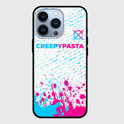 Чехол для iPhone 13 Pro CreepyPasta neon gradient style: символ сверху, цвет: 3D-черный