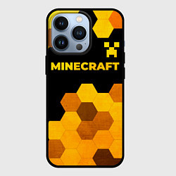 Чехол iPhone 13 Pro Minecraft - gold gradient: символ сверху