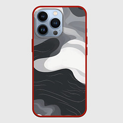 Чехол для iPhone 13 Pro Волны монохрома, цвет: 3D-красный