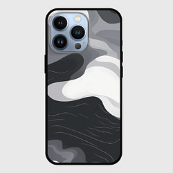 Чехол для iPhone 13 Pro Волны монохрома, цвет: 3D-черный