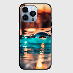 Чехол для iPhone 13 Pro Поверхность воды на закате макро, цвет: 3D-черный