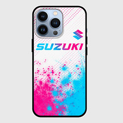 Чехол для iPhone 13 Pro Suzuki neon gradient style: символ сверху, цвет: 3D-черный