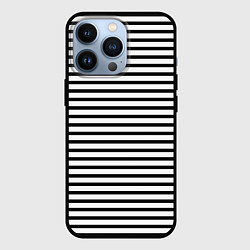 Чехол для iPhone 13 Pro Белый в чёрную полоску, цвет: 3D-черный