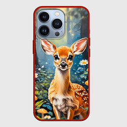 Чехол для iPhone 13 Pro Олененок в волшебном лесу, цвет: 3D-красный