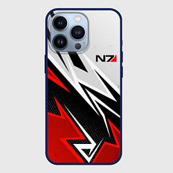 Чехол для iPhone 13 Pro N7 mass effect - white and red, цвет: 3D-тёмно-синий
