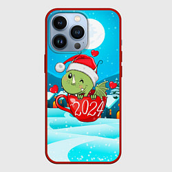 Чехол для iPhone 13 Pro Новогодний дракончик в кружке, цвет: 3D-красный