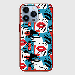 Чехол для iPhone 13 Pro Губы и глаза, цвет: 3D-красный