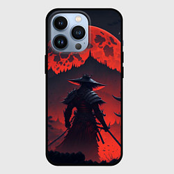 Чехол для iPhone 13 Pro Samurai and red moon - нейросеть, цвет: 3D-черный