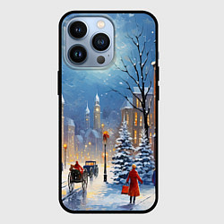 Чехол для iPhone 13 Pro Новогодний городской пейзаж, цвет: 3D-черный