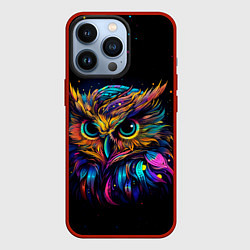 Чехол для iPhone 13 Pro Разноцветная цифровая сова - нейросеть, цвет: 3D-красный
