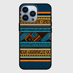 Чехол для iPhone 13 Pro Этнический рисунок в горизонтальную полоску, цвет: 3D-черный