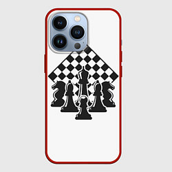 Чехол для iPhone 13 Pro Шахматная доска и фигуры, цвет: 3D-красный