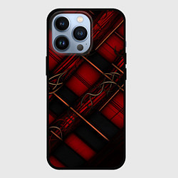 Чехол для iPhone 13 Pro Тёмно-красная диагональная клетка, цвет: 3D-черный