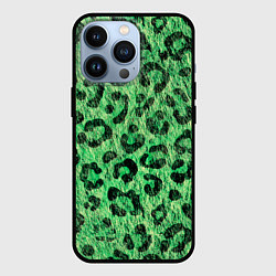 Чехол для iPhone 13 Pro Зелёный леопард паттерн, цвет: 3D-черный
