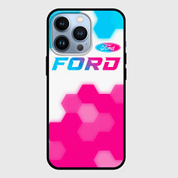 Чехол для iPhone 13 Pro Ford neon gradient style посередине, цвет: 3D-черный