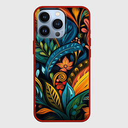 Чехол для iPhone 13 Pro Растительный узор в бразильском стиле, цвет: 3D-красный