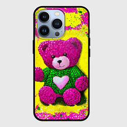 Чехол для iPhone 13 Pro Розовый мишка в свитере, цвет: 3D-черный
