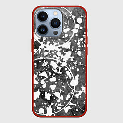 Чехол для iPhone 13 Pro Абстракция - круги на сером, цвет: 3D-красный