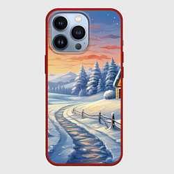 Чехол для iPhone 13 Pro Предновогодний восход, цвет: 3D-красный